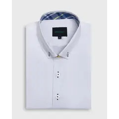 ANDREW'S TIES - Camisa Casual popelin - cuello button-down Manga corta blanco