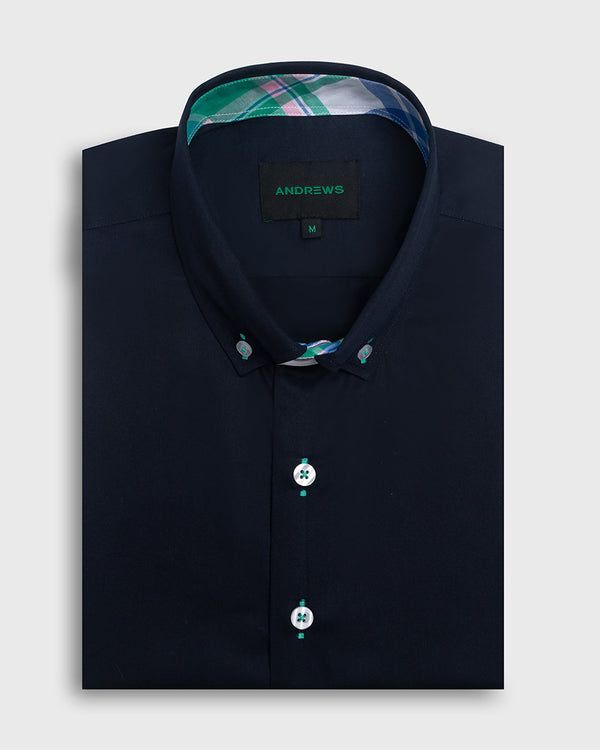Camisa Casual popelin - cuello button-down Manga Corta regular azul
