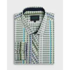 Andrew'S Ties - Camisa Casual - Cuello Italiano puño simple 2 botones verde
