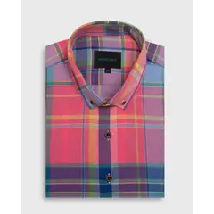 ANDREW'S TIES - Camisa Casual twill - cuello button-down marga corta rosa