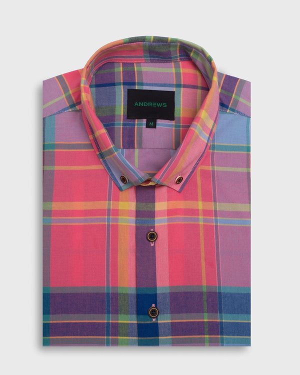 Camisa Casual twill - cuello button-down marga corta rosa