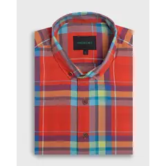 ANDREW'S TIES - Camisa Casual twill - cuello button-down marga corta regular rojo