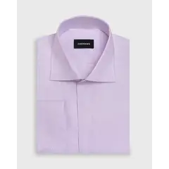 ANDREW'S TIES - Camisa de Vestir de Algodón con Puño Doble Uso Lila