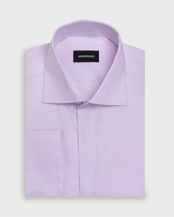Camisa de Vestir de Algodón con Puño Doble Uso Lila