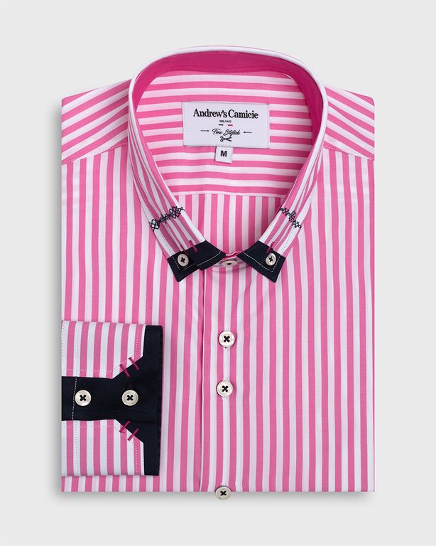 Camisa Casual - puño simple 2 botones - Rosado
