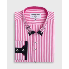 ANDREW'S TIES - Camisa Casual - puño simple 2 botones - Rosado