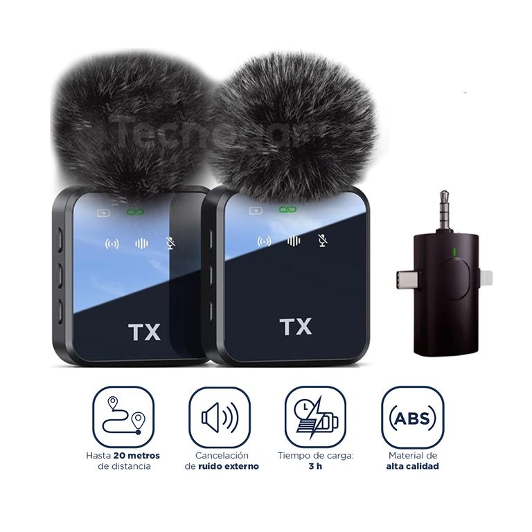 Micrófonos Inalámbricos 3 en 1 Auxiliar 3.5 mm iPhone y Tipo C F11-2