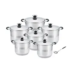VALESKA - Juego de Ollas de Acero Inoxidable VL-STOCKPOT12 Negro