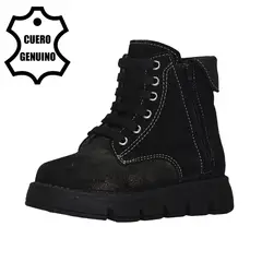 BRUNO KIDS - BOTÍN NIÑA DE CUERO RENOBUCK NEGRO