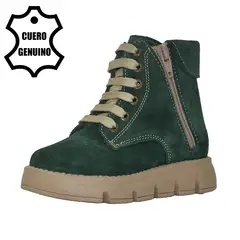 BRUNO KIDS - BOTÍN NIÑA DE CUERO RENOBUCK VERDE