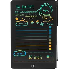 GENERICO - Tableta de escritura LCD de 16 pulgadas para niños y adultos negro