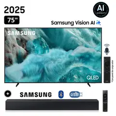 SAMSUNG - Televisor QLED 75" Visión AI Smart TV QN75Q7FAAGXPE + Soundbar HW C400