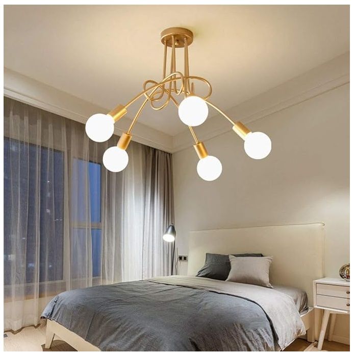 Lampara de Techo 5 Luces dorado - sin focos