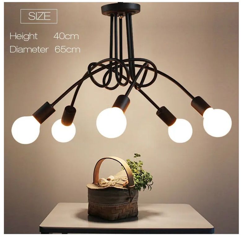 Lampara de Techo 5 Luces Negro - sin focos