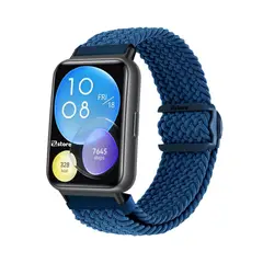 GENERICO - Correa de Nylon Para Huawei Watch Fit 2 Broche PVC Black Azul Oscuro