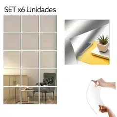 GENERICO - ESPEJOS ADHESIVOS DECORATIVOS SET X6