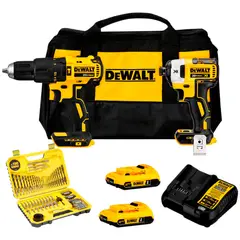 DEWALT - Taladro DCD778 + Atornillador DCF887 BAT Maleta + Set 100 PZ
