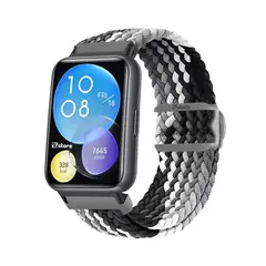 GENERICO - Correa de Nylon Para Huawei Watch Fit 2 Broche PVC Black Gris Tricolor