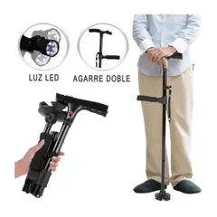 OEM - Baston para Adultos Plegable con Luz Led Almohadillas Antideslizantes