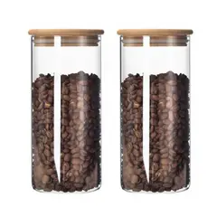 HYGGE - Set de 2 Frascos de Vidrio Borosilicato con Tapa de Bambú 950 ml