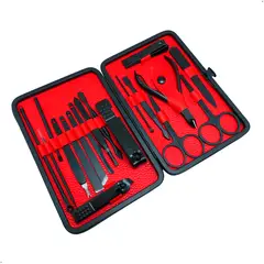 GENERICO - Set Manicura Pedicura Acero Inoxidable Color Negro 18 Piezas