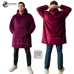 GENERICO - Polerón Oversize Abrigador Unisex Interior Peluche