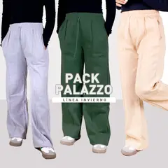 GENERICO - JOGGER BUZO PALAZO PANTALON DE FRANELA PACK X3 - AMIGO SECRETO
