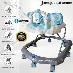 BABY - Andador Musical Plegable «CUTE MONKEY» con Bluetooth SkyBlue