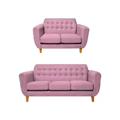 BARAKA HOME - Juego de Sala Vintage Sofía 3 + 2 - Rosado