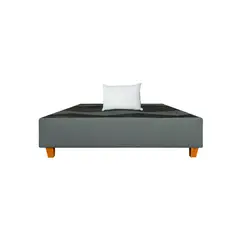 GENERICO - Box tarima reforzado P.madera + almohada -color Gris oscuro - Queen 1 PIEZA