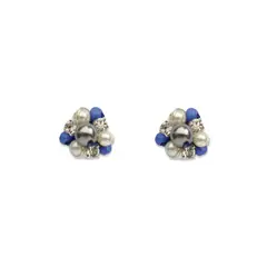 SAMANTHA PINTO HANDMADE ACCESSORIES - Aretes Dana Mini Azul Plateado