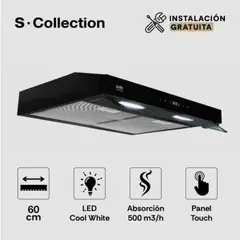 SOLE - Campana Extractora Slim Black S-Collection 60cm TURE18CO