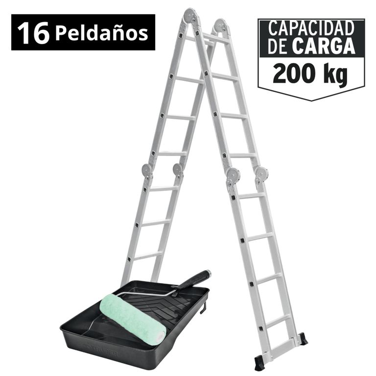 Combo Escalera Multiposicion 16 pasos + Rodillo y bandeja