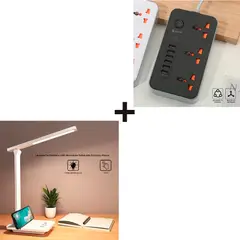 BUCKINGHAM - Pack Lampara USB Touch + Extension Enchufe PowerSocket Negro
