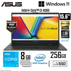 ASUS - Laptop Vivobook Go 15 E1504GA-NJ191 Intel Core i3-N305 8GB RAM 256GB SSD 15.6" FHD Mixed Black