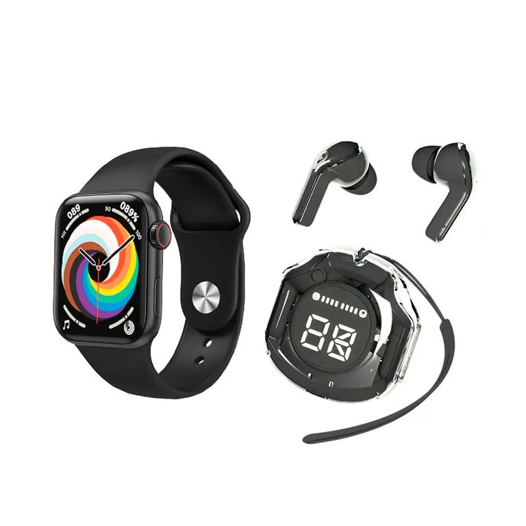 SMARTWATCH T900 PRO MAX L Negro+ AUDÍFONOS INALAMBRICOS AIR 39 Negro