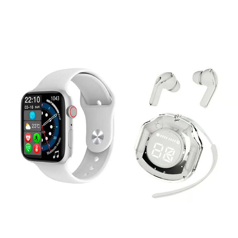 SET SMARTWATCH T900 PRO MAX L Blanco + AUDÍFONOS INALAMBRICOS AIR 39 BLANCO