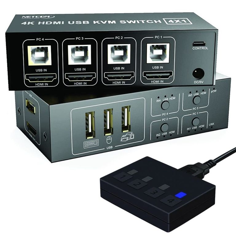 Conmutador Kvm HDMI SWITCH 4 X 1 4K 60Hz 4 puertos USB