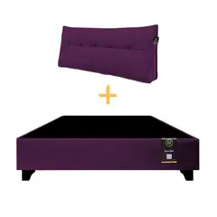 BARAKA HOME - Base de Cama Luton + Cojin de Respaldo Bitola Queen - Púrpura