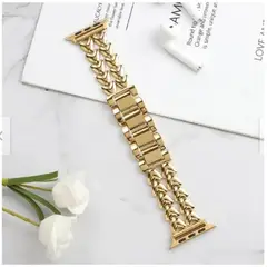 GENERICO - Correa Acero Brillante Doble Corazón Para Apple Watch 41mm - DORADO