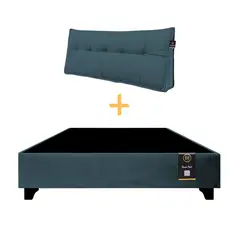 BARAKA HOME - Base de Cama Luton + Cojin de Respaldo Bitola King - Cobalto