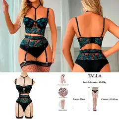 GENERICO - Conjunto de lencería con diseño floral