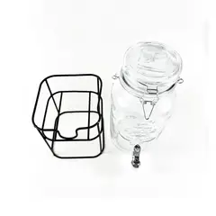 ICHIMATSU - Dispensador de Vidrio para Bebidas de 3.8 Litros + Soporte Metálico