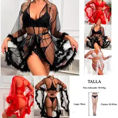 GENERICO - Bata Elegancia de Encaje diseño tipo kimono