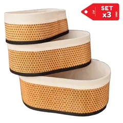 INSPIRA MARKET - Canasta Cesto Organizador caja organizadora OVAL Set x3
