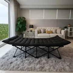 GENERICO - Cama Plegable Portátil con Colchón Negro bolsa Interior y Exterior