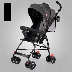 GENERICO - Coche Baston tipo Paraguas Liviano plegable Negro