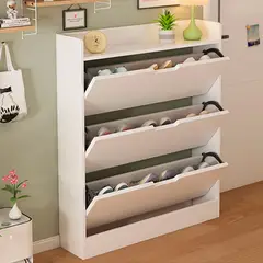 GENERICO - Zapatera Blanca Moderna 4 Niveles Tipo Abatible Para Hogar