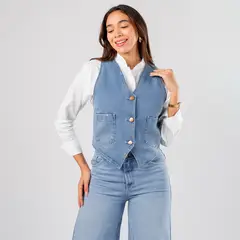 ROXJES JEANS - Corset Chaleco Corto Denim Mujer