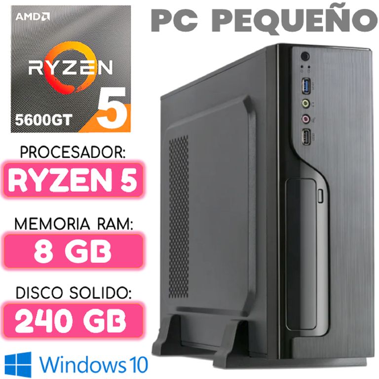 Computadora MINI CPU RYZEN 5 5600GT RAM 8Gb SSD 240Gb PC pequeño